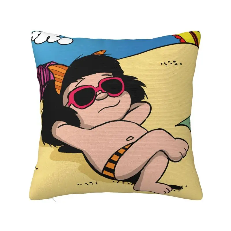 Funny Mafalda Summer Time Cushion Cover 60x60 cm Polyester Velvet Throw Pillow Case For Sofa Car Seat Home Decor Pillowcase