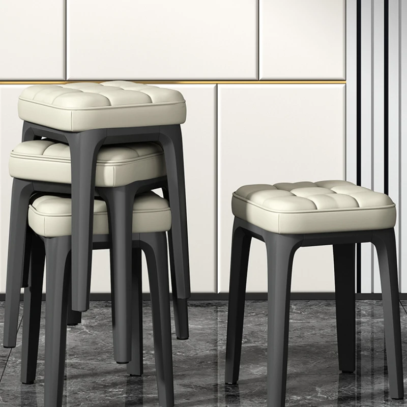 

Household plastic stools are modern, simple, and can be stacked. Dining chairs are thickened, dining tables, high stools,