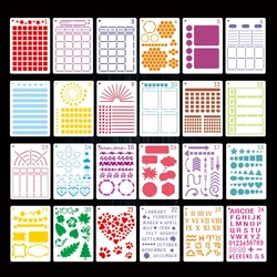24Pcs A5 Journal Stencils DIY Drawing Templates for Planner Journal Notebook Diary Scrapbook Daily Scheduling DIY Albok Dropship