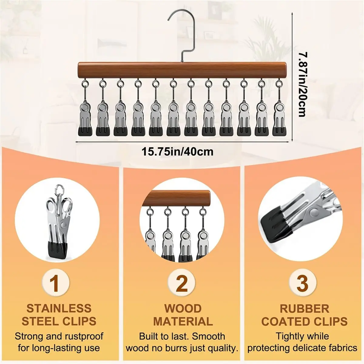 2pcs Closet Organizer Space Saving Hanging, Space-Saving Hat Scarf Clothespins for Jeans Skirts Socks Pant with Clips