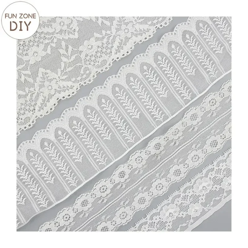 FZdiy 8cm White Lace Fabric Webbing Decoration Love Gift Packing Ribbon DIY Sewing Craft Supplies Fall Plate Lace Wedding Decor