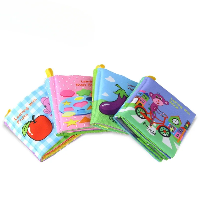 Baby Cloth Books Soft Touch Feel Visual Tail Sensory Cognition Early Education Toy Sound Paper Book for Toddler Gift 0-12 Months