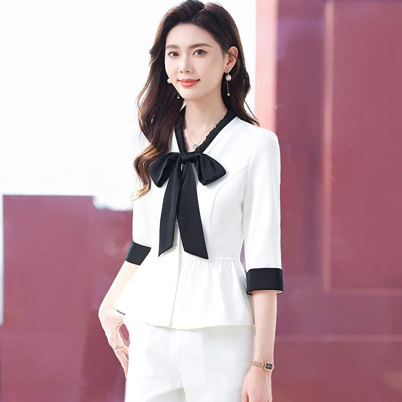 Hotel Reception Suit Jacket for Women Spring Summer High-end Professional Suit Set Beautician Jewelry Store Workwear