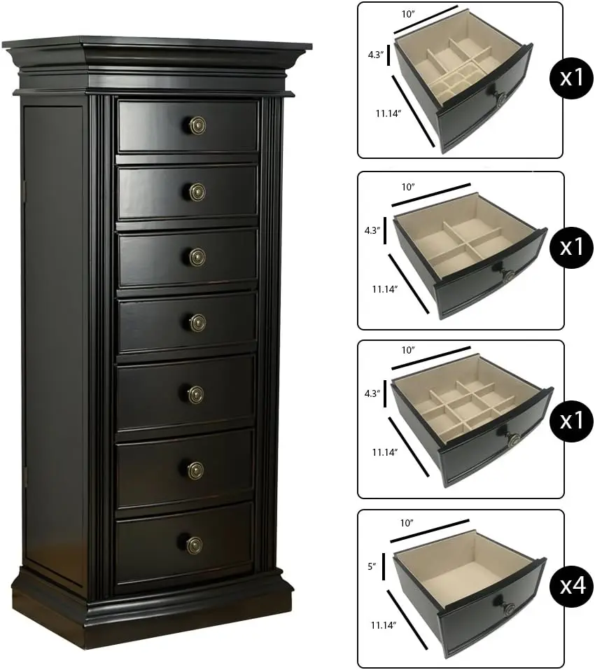 Landry Jewelry Armoire, 40 x 17,75 x 13 дюймов, античный черный