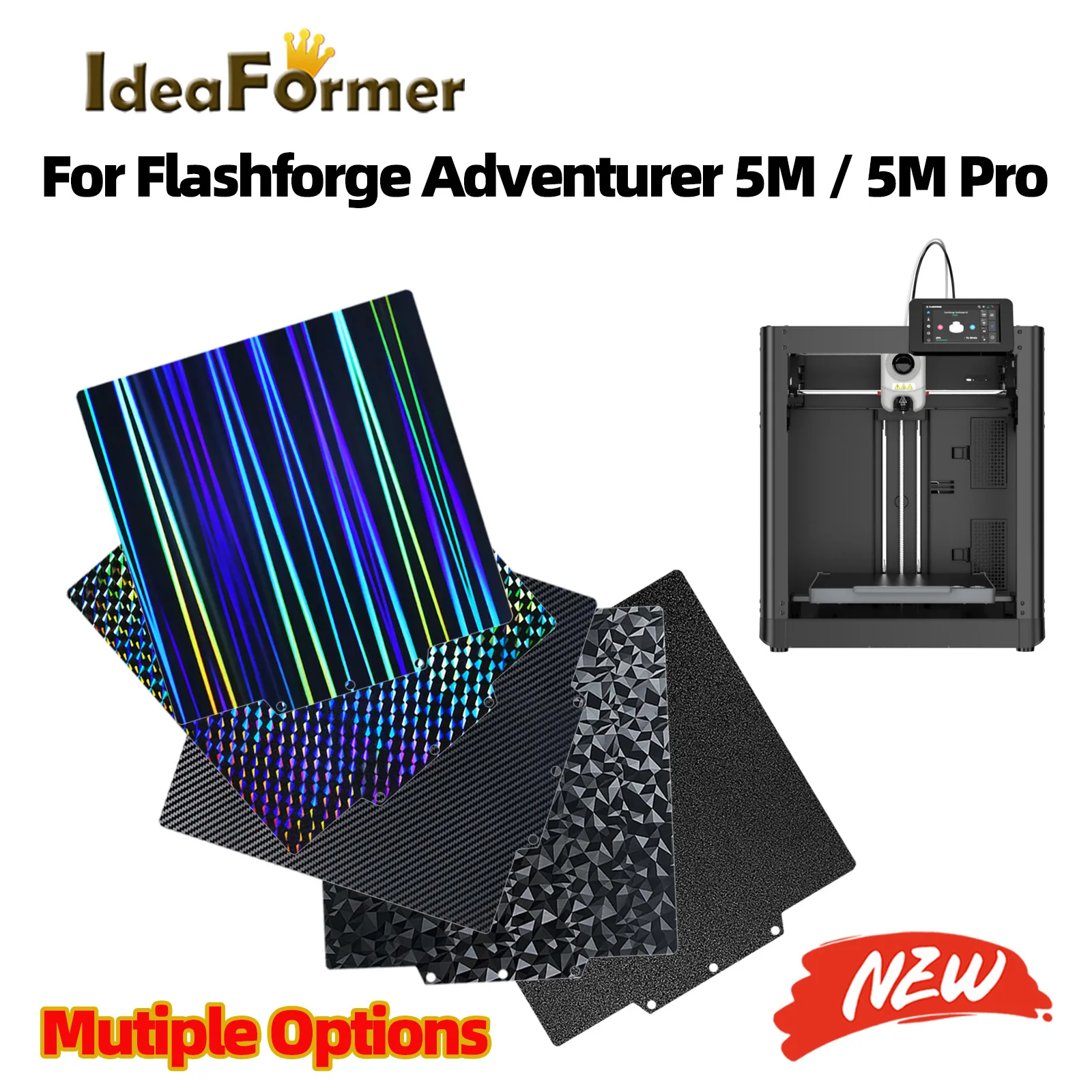 AD5M AD5MPro PEI Textured Build Plate For Flashforge AD5M Series PEO Smooth Sticker Build Plate High Quality Heated bed Hotend