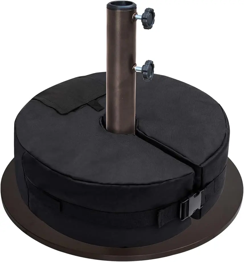 Heavy Duty Round Patio Umbrella Base Steel Plate Umbrella Stand Holder Weight Sandbag Set For Outdoor Market Sunshade Garden Yard Patio Table Bronze view 2