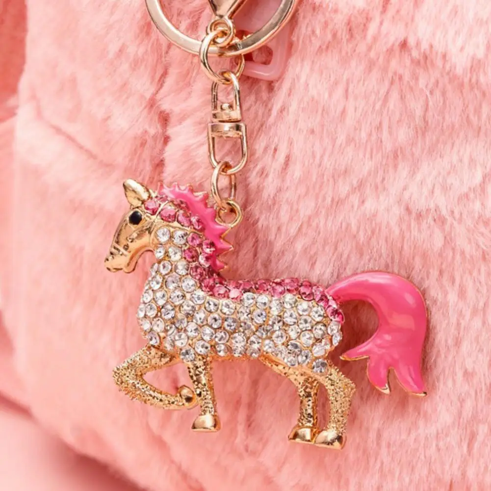Horse-themed Keychain Gold-plated Horse Keychain Chinese Zodiac Horse Keychain Pendant Rhinestone Metal Charm 3d for Bags