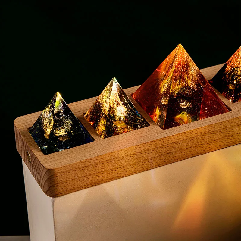 سبعة ألوان المزجج الهرم كريستال زخرفة سبعة نجوم الخرز النجوم ليلة ضوء الفاخرة إكسسوارات ديكور منزلي هدايا مضحكة