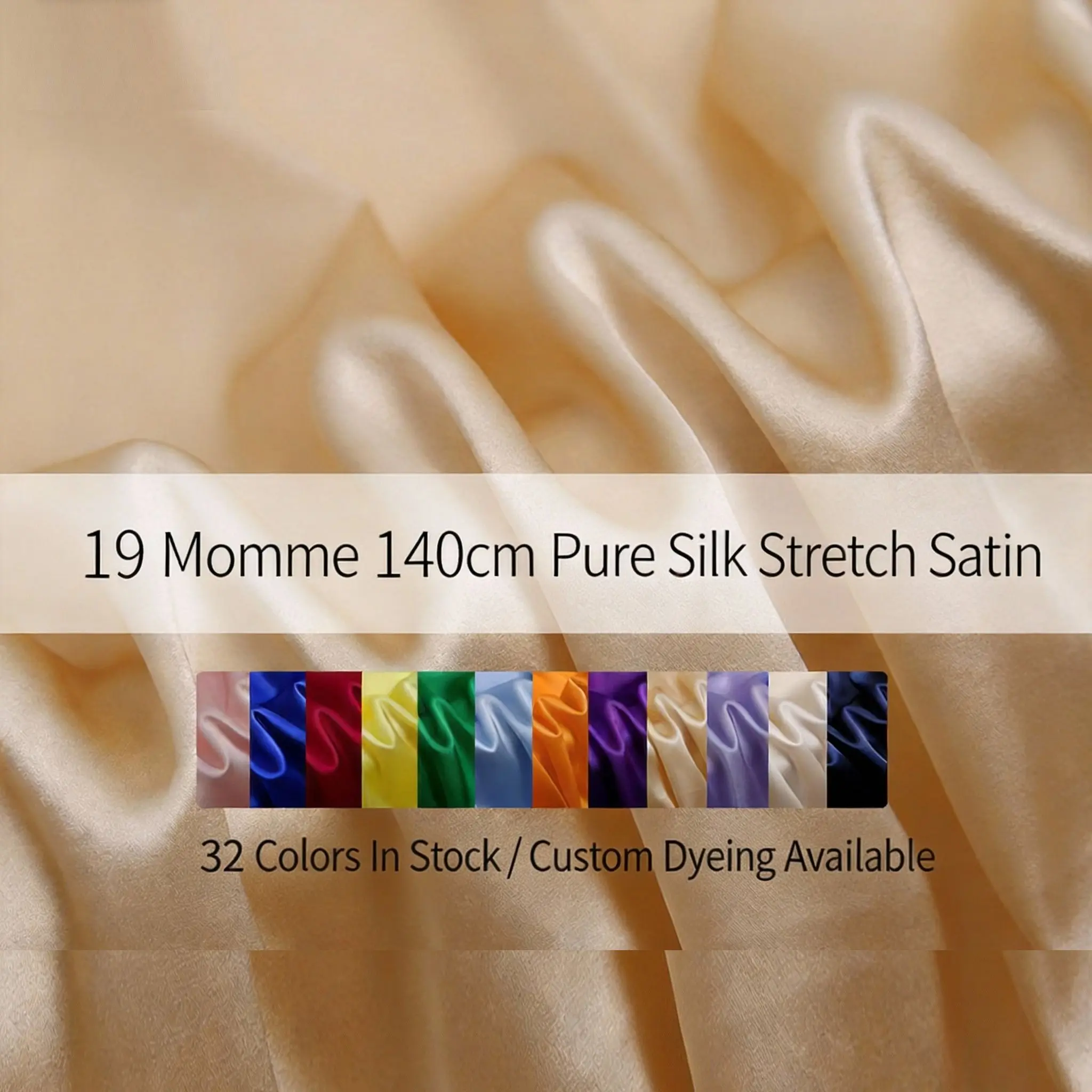 

Натуральный шелк тутового шелкопряда, стрейч-сатин - 19 момми, ширина 140 см | Высококачественная ткань для одежды, платьев, блузок и рубашек