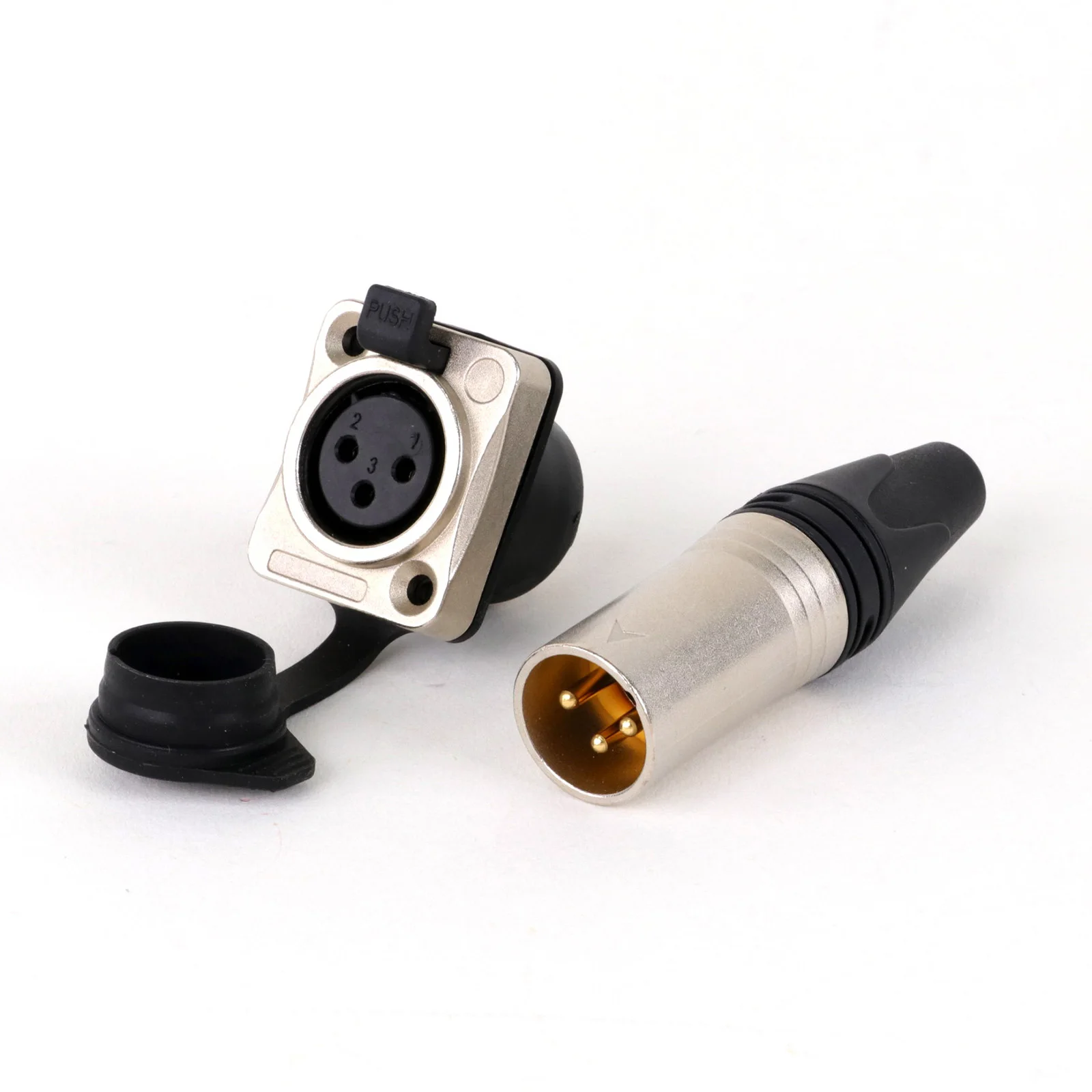 1pc/1set Waterproof 3Pin XLR Plug,Panel Mount Socket Adapter with Dustproof Cover Outdoor Performance Audio Wire Connector - view 6