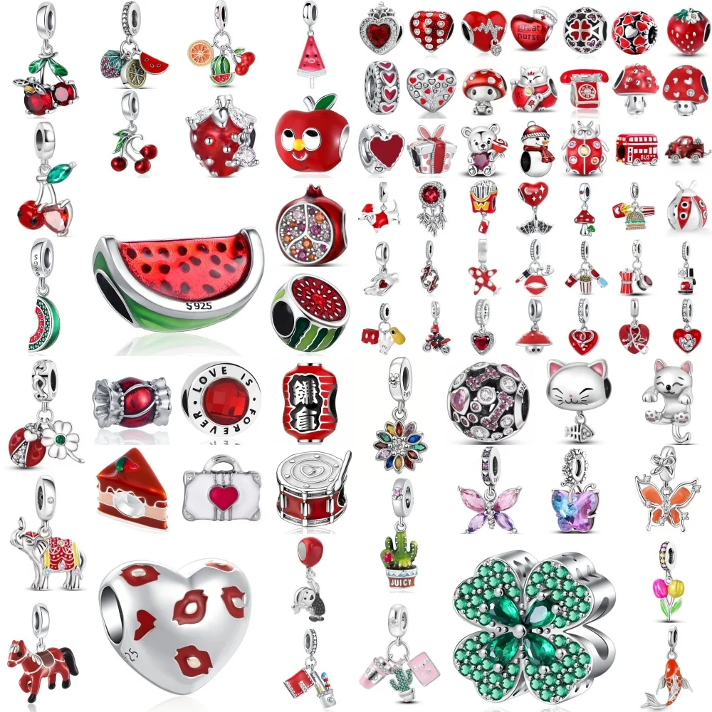 2026 New 925 Silver,Watermelon,Strawberry,Bead Butterfly，Horse Pendant,Fit Original Bracelet DIY Accessories Exquisite Jewelry ﻿