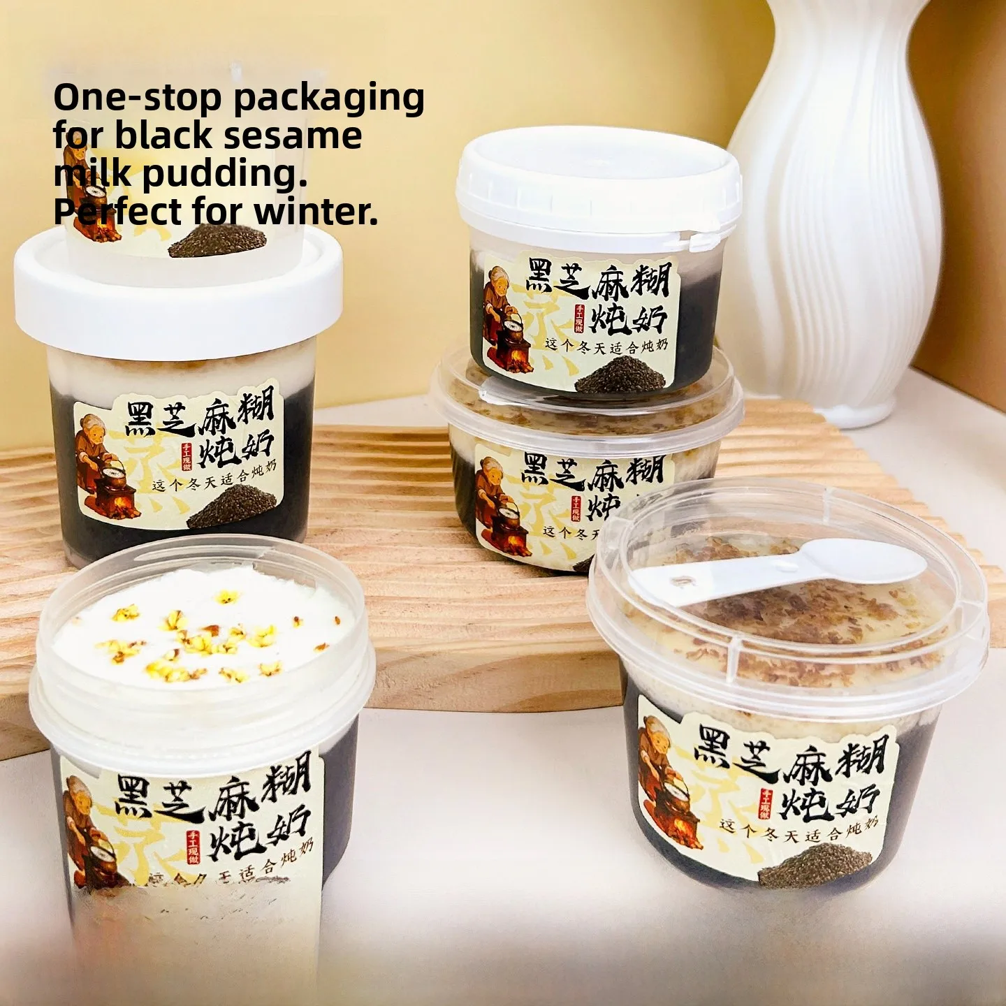 

Ruilic Одноразовая миска для молока с кунжутом, тыквенная паста Таро, миска для парения молока Порри, полипропиленовый контейнер для дета, высокая футболка...