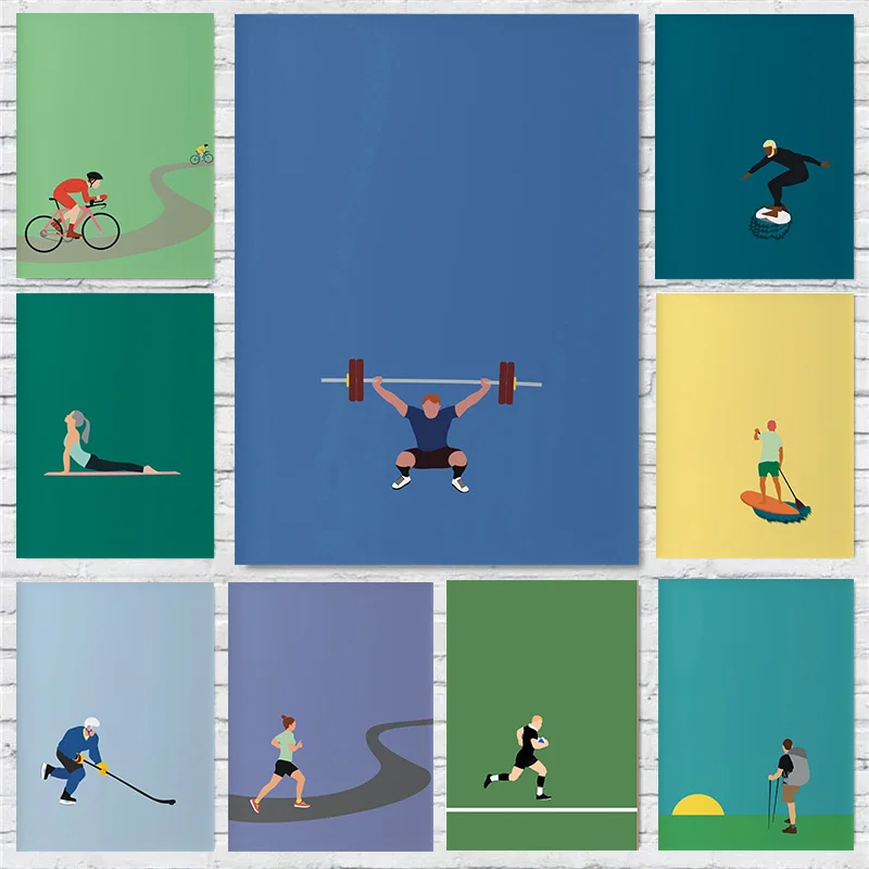 Cyclist Racing Bike Weightlifting Footballer Yoga Sports Lovers Poster Print Wall Art Pictures Canvas Painting Room Home Deco