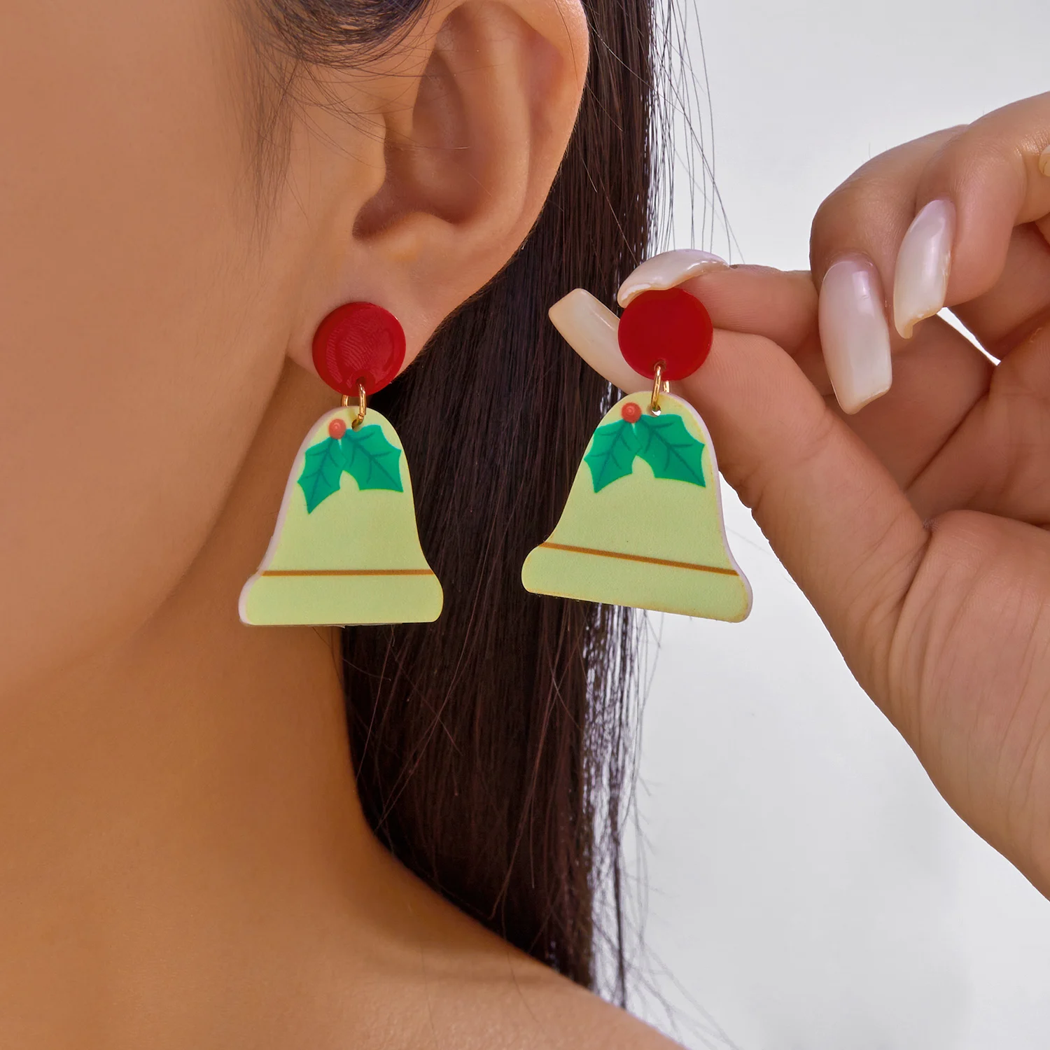 Anting Natal Gingerbread yang Cantik untuk Wanita, Anting Akrilik Kartun Santa Claus Lonceng Rusa Lucu Dinosaurus, Perhiasan Hadiah Liburan