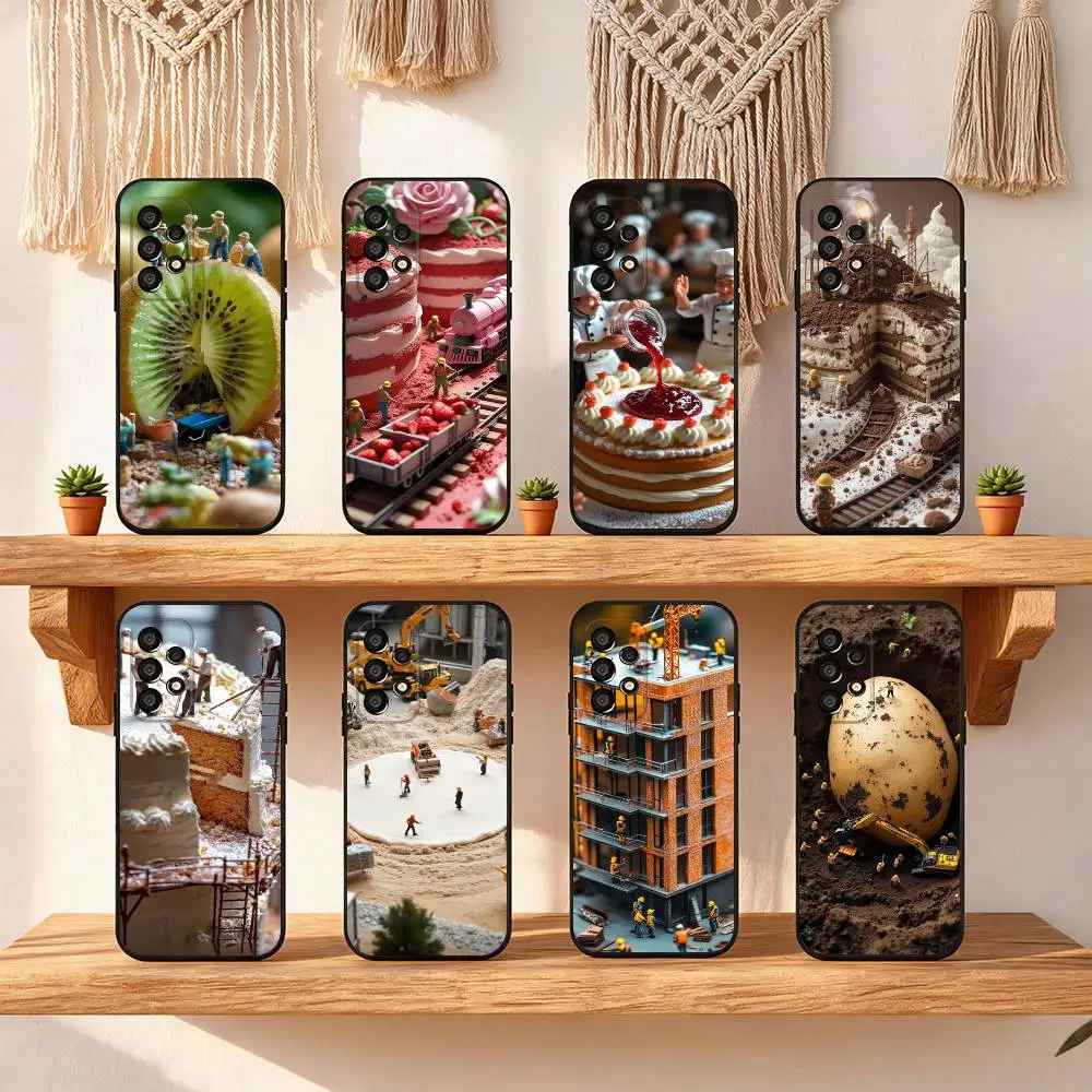 Mini World Phone Case For Samsung Galaxy S25 S24 S23 S22 S21 S20 S10 S10E Ultra Plus FE Note 20 Ultra Black Cover