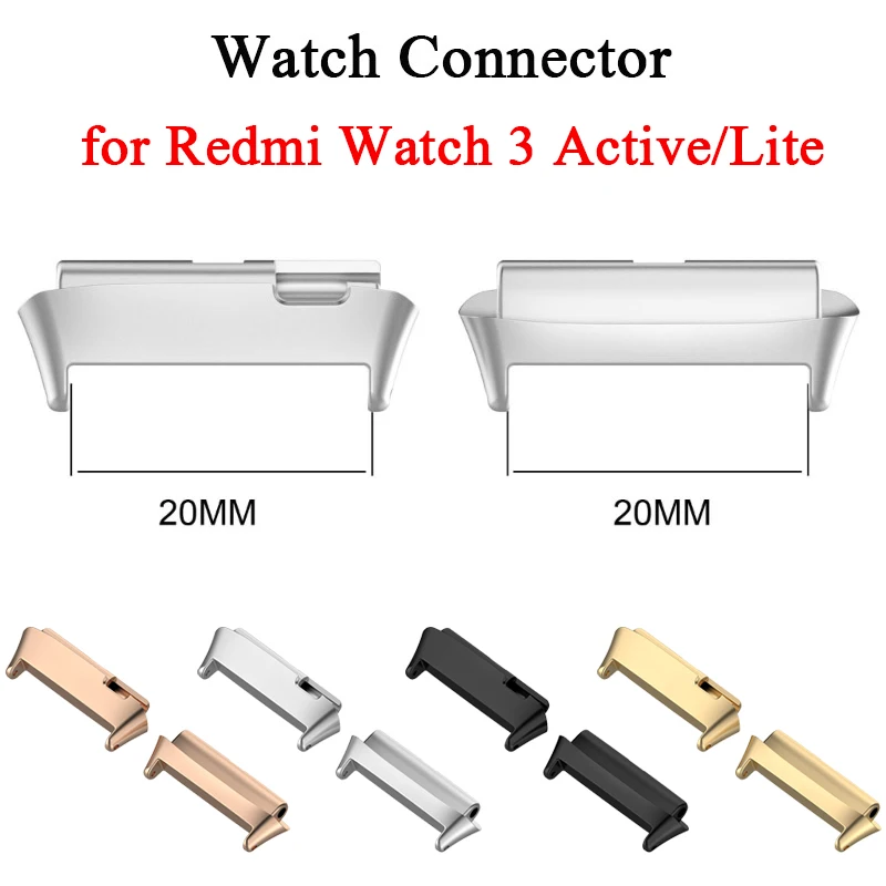 

1 пара адаптеров для Redmi Watch 3 Active 20 мм, коннектор для ремешка часов для Xiaomi Redmi Watch 3 Lite, металлический коннектор, аксессуары