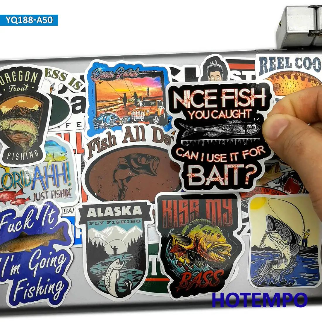 50 Stück, Fisherman Style Decals, Outdoor Angeln gehen, Lustiger Fisch Slogan, Aufkleber-Paket, für Telefon, Fahrrad, Motorrad, Auto, Kühlschrank,