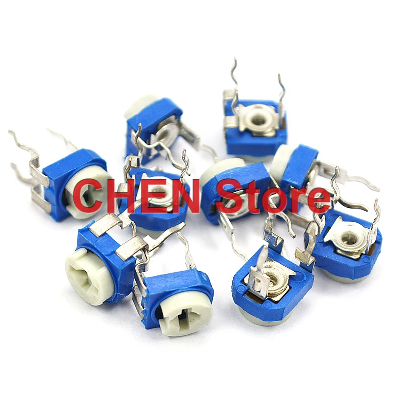10PCS ใหม่สีฟ้าสีขาวปรับความต้านทานแนวนอนแนวตั้งตัวแปร1K 2K 5K 10K 20K 50K 100K 200K 500K 100R 200R 500R