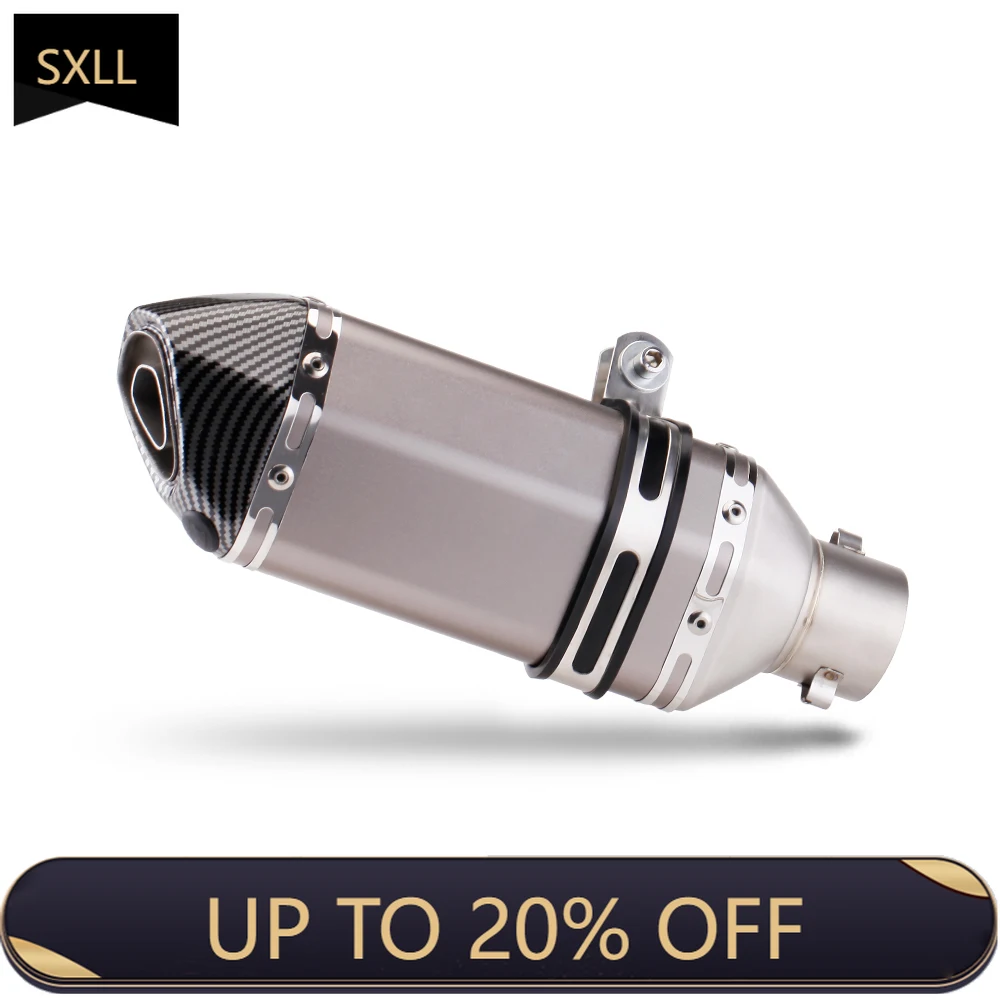 

SXLL Universal Motorcycle Exhaust Modified Stainless Steel 300mm Escape Silver Muffler with DB Killer for Pcx Ninja250 CBR500R M