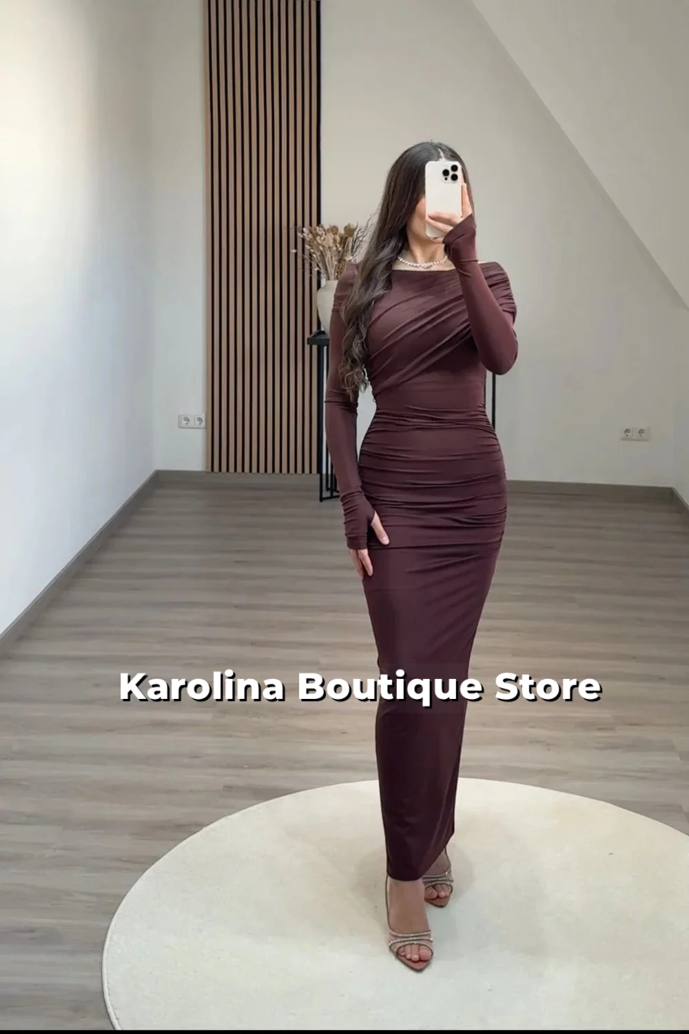 

European And American Style Women's Autumn New Style Temperament Versatile Fashion Slim Pleated Flute Long Sleeved Customized