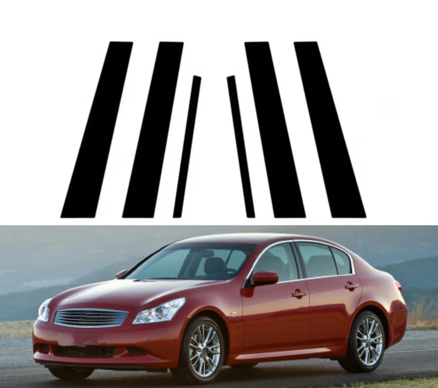 

Glossy Black Pillar Posts Fit For Infiniti G35 G37 2002-2010 2011 2012 2013 Door Trim Window Decorative Cover Accessories