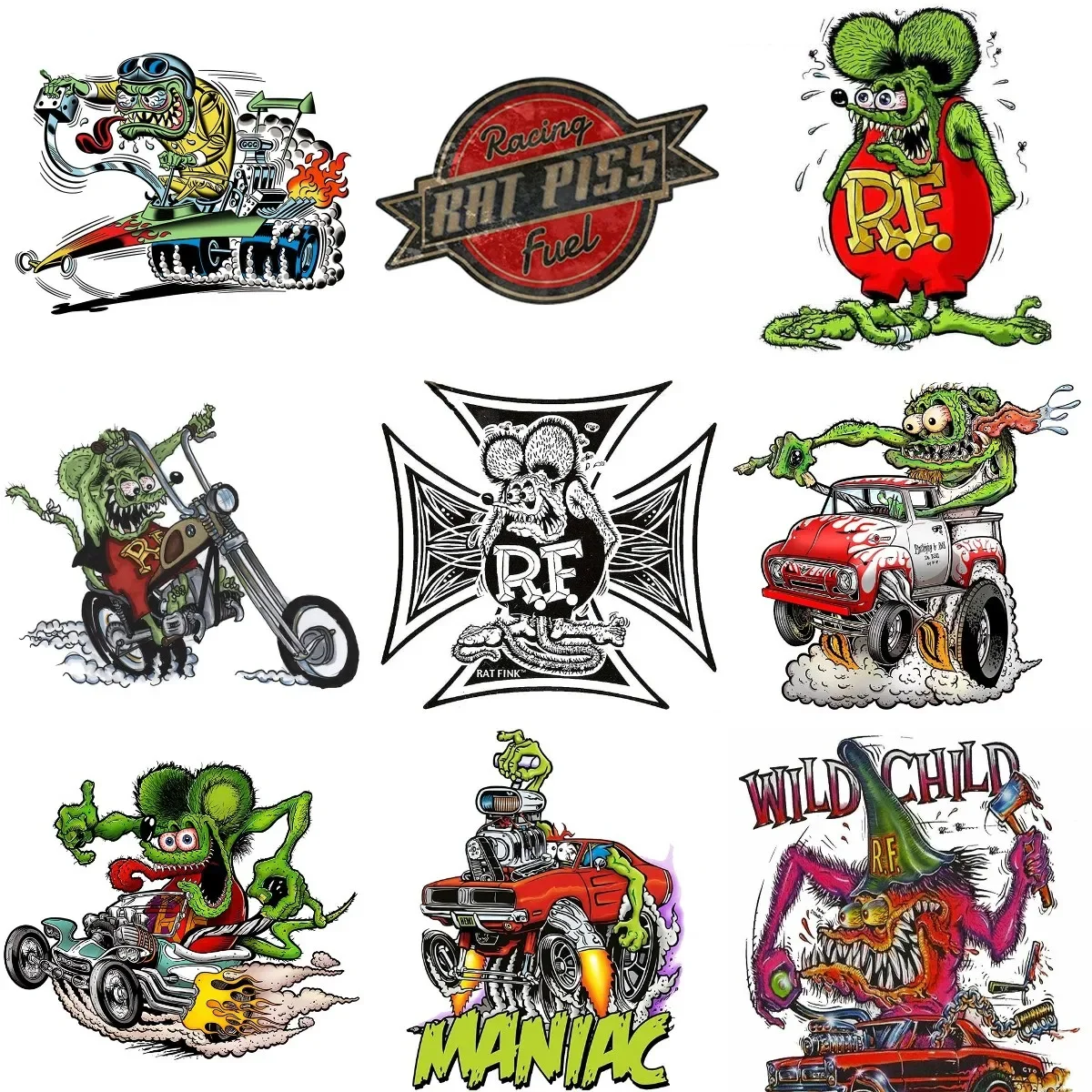 

Rat Fink Terror Exaggeration Creative Stickers Car Motorcycle Racing Helmet Laptop Trunk Body Car Window Surfboard Vinyl Decals