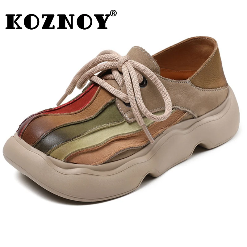 

Koznoy 4cm Lolita Shoes 2024 Cow Suede Genuine Leather Mary Jane Platform Mixed Color Summer Ladies Comfy Preppy Girl Fashion