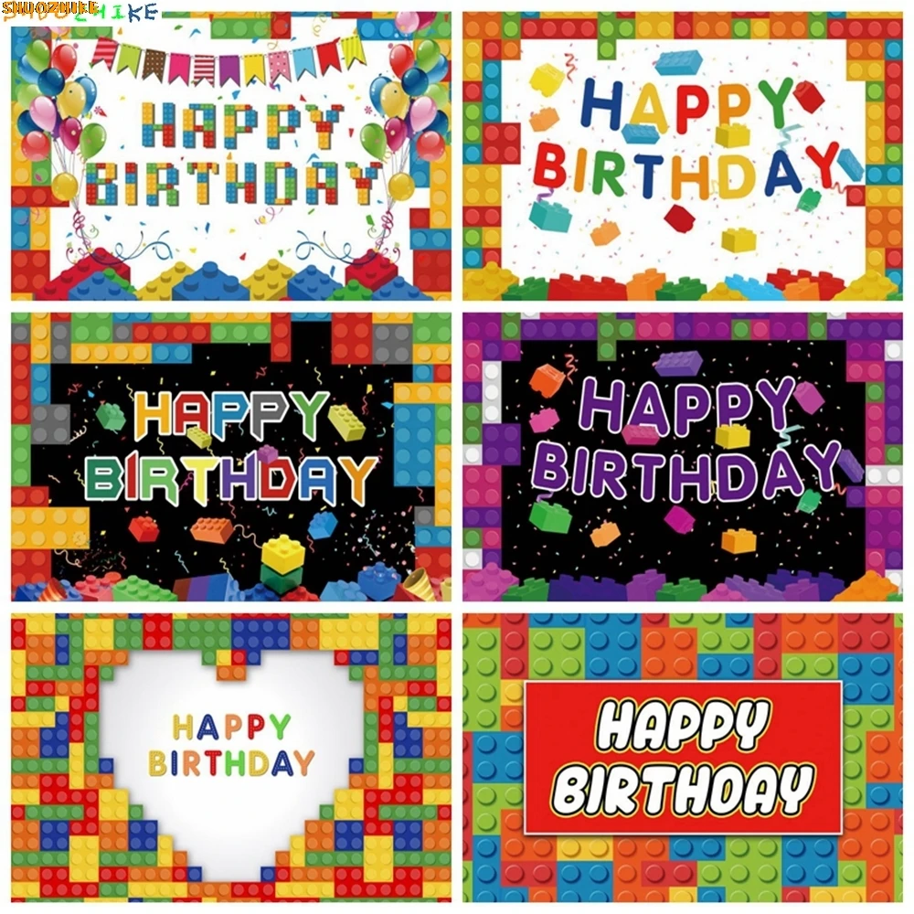 

Toy Building Blocks Children Birthday Photography Backdrop Baby Shower Party Decor Background Photographic Photo Studio Banner