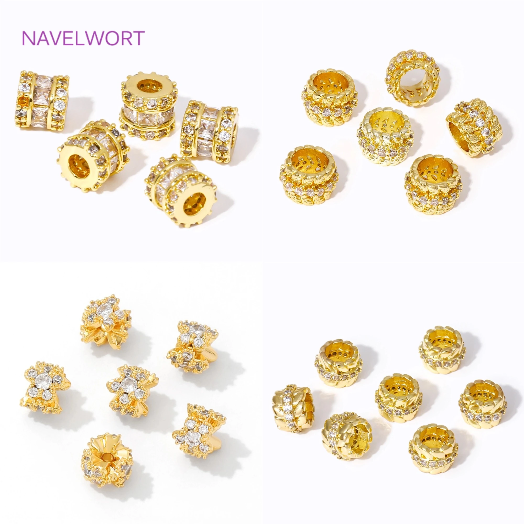 Multi Styles Metal Separator Beads 18K Gold Plated Spacer Beads For Bracelet Making,Separators For Beads,Materials For Jewelry