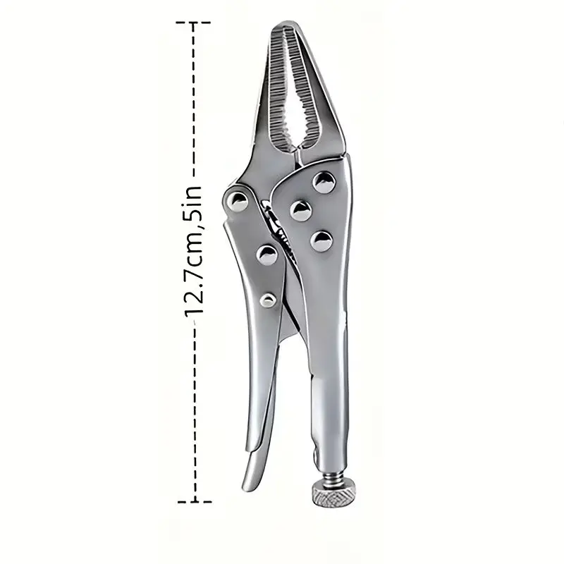 5-Inch Heavy-Duty Mini Sharp-Nose Pliers - Adjustable Height, Non-Slip Grip, Compact & Sturdy Metal Clamping Tool image 3