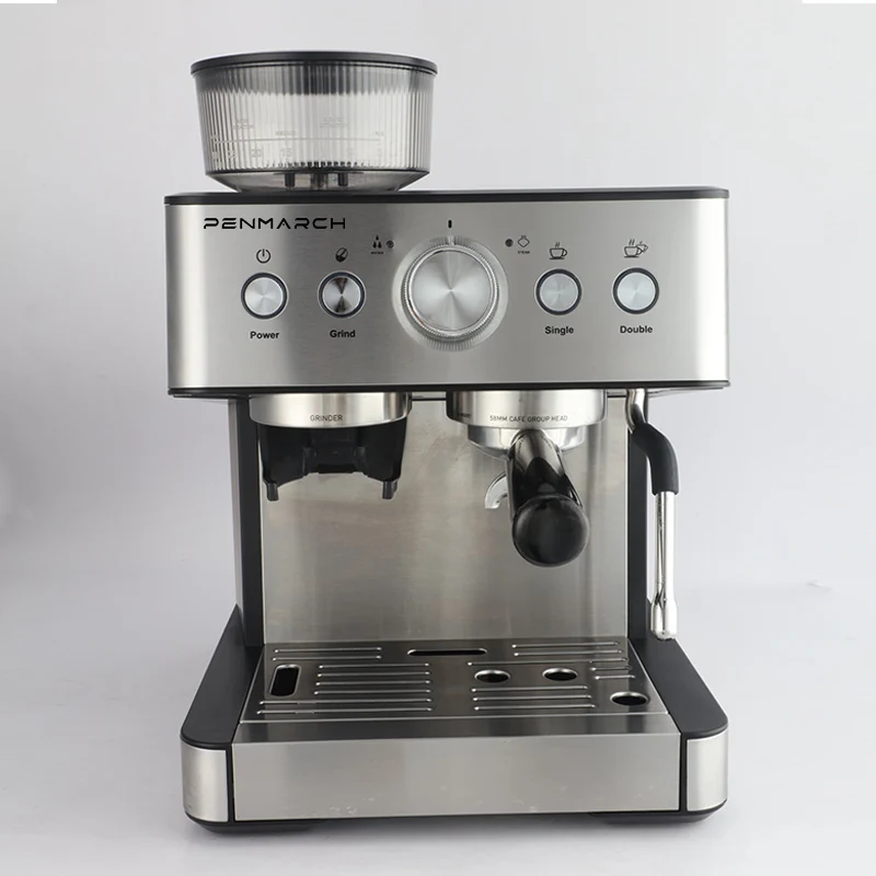 Высококачественная кофемашина для эспрессо с кофемолкой для быстрой кофейни дома. Легко чистящаяся кофеварка из нержавеющей стали.