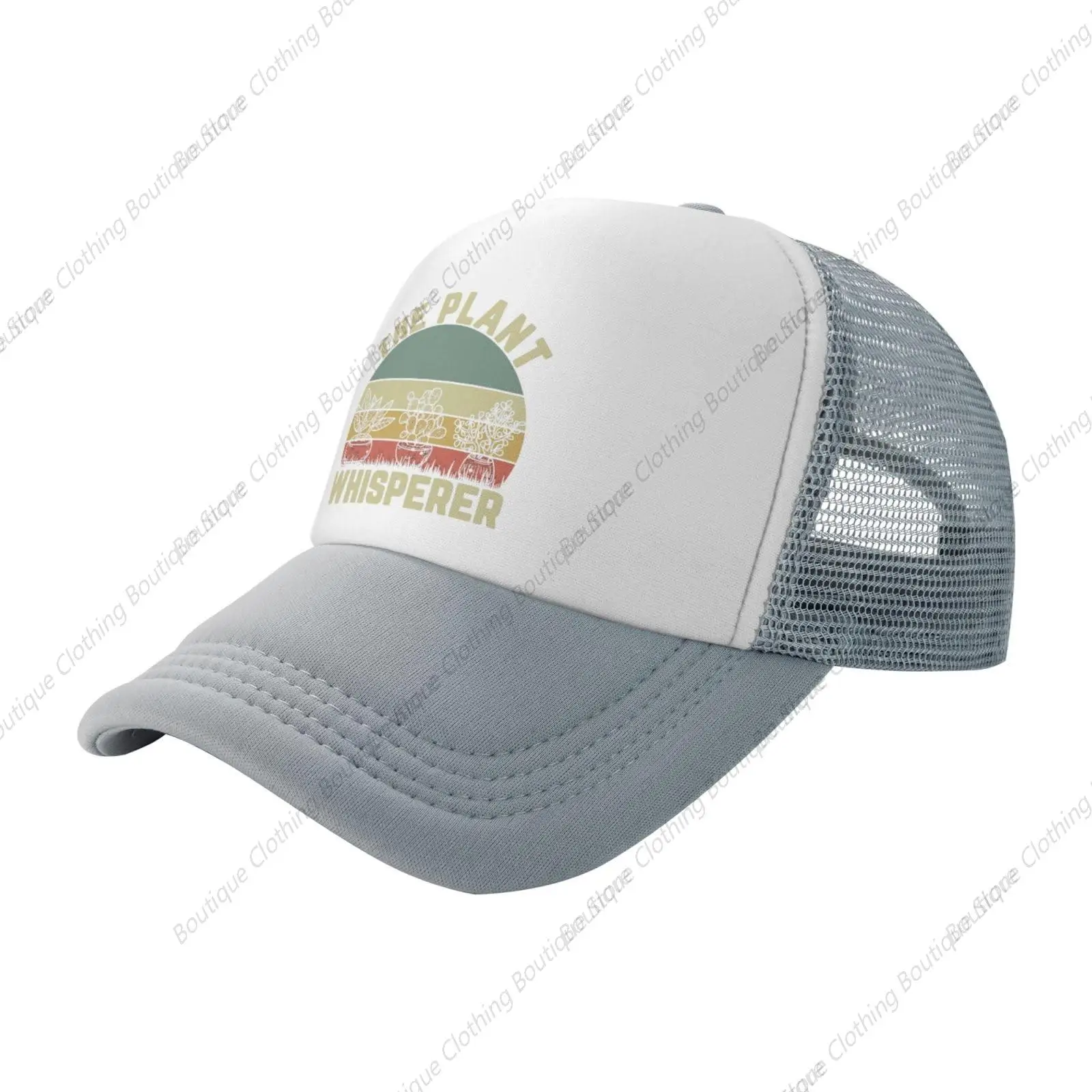 

Baseball Hat Vegan Vegetarian Funny Trucker Hats Men's Cool Cap The Plant Whisperer Cap Gray