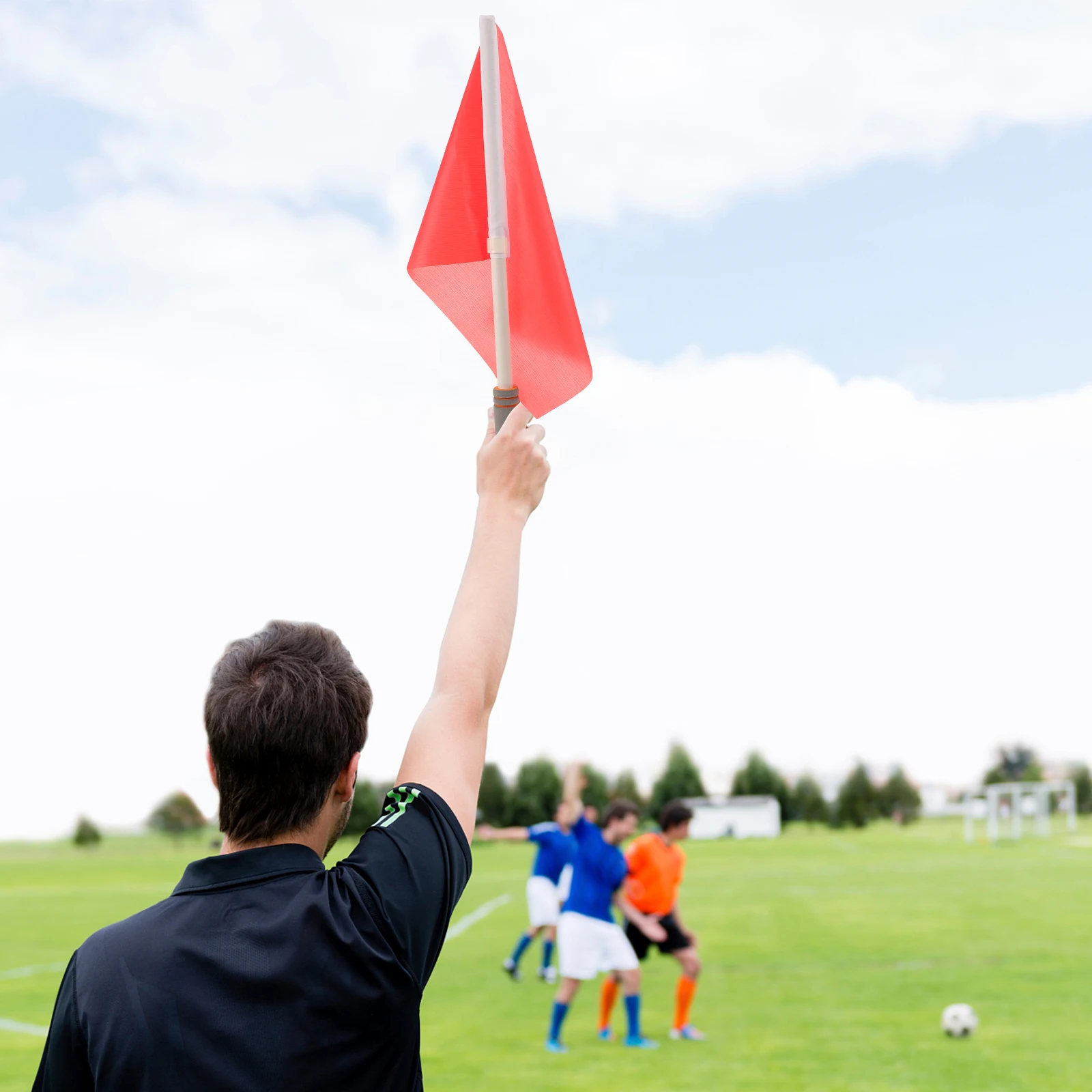 

2pcs Commanding Signal Referee Signal Lightweight Fan Cheering Flags For Soccer Football Volleyball Racing Competition