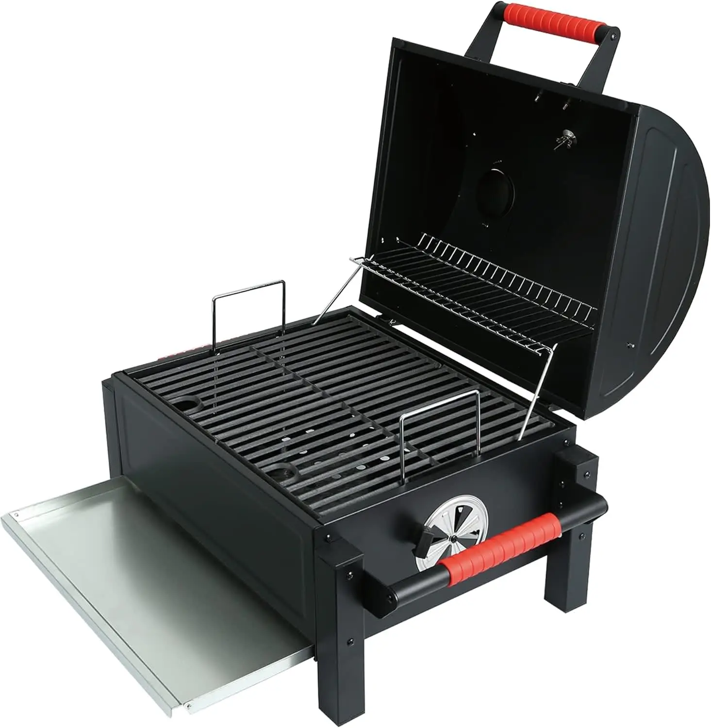 Portable Charcoal BBQ Grills with Cast Iron Grates Tabletop Charcoal Grills with 354 Sq. in Cooking Area Outdoor Camping Picnic