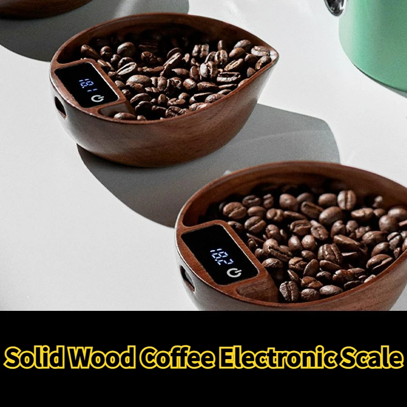 

Walnut coffee electronic scale tea tea tea gram scale precise gram weight solid wood coffee bean plate scale