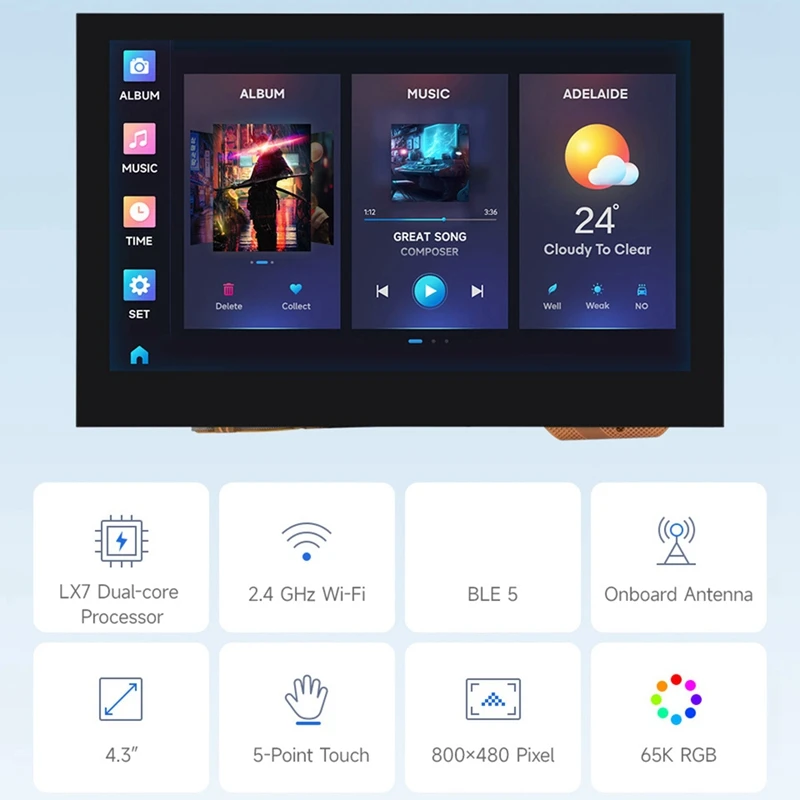 ESP32-S3 4.3Inch Capacitive Touch Screen Development Board Dual-Core Processor 240Mhz Wifi Bluetooth On-Board Antenna