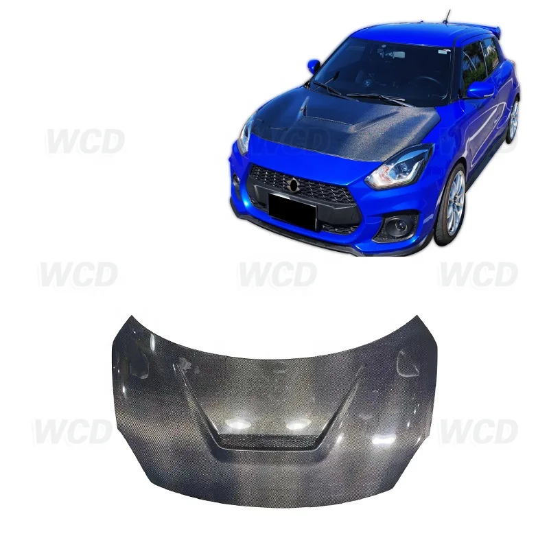 High quality WCD Style carbon fiber Hood Engine bonnet cover For Suzuki Swift ZC33S