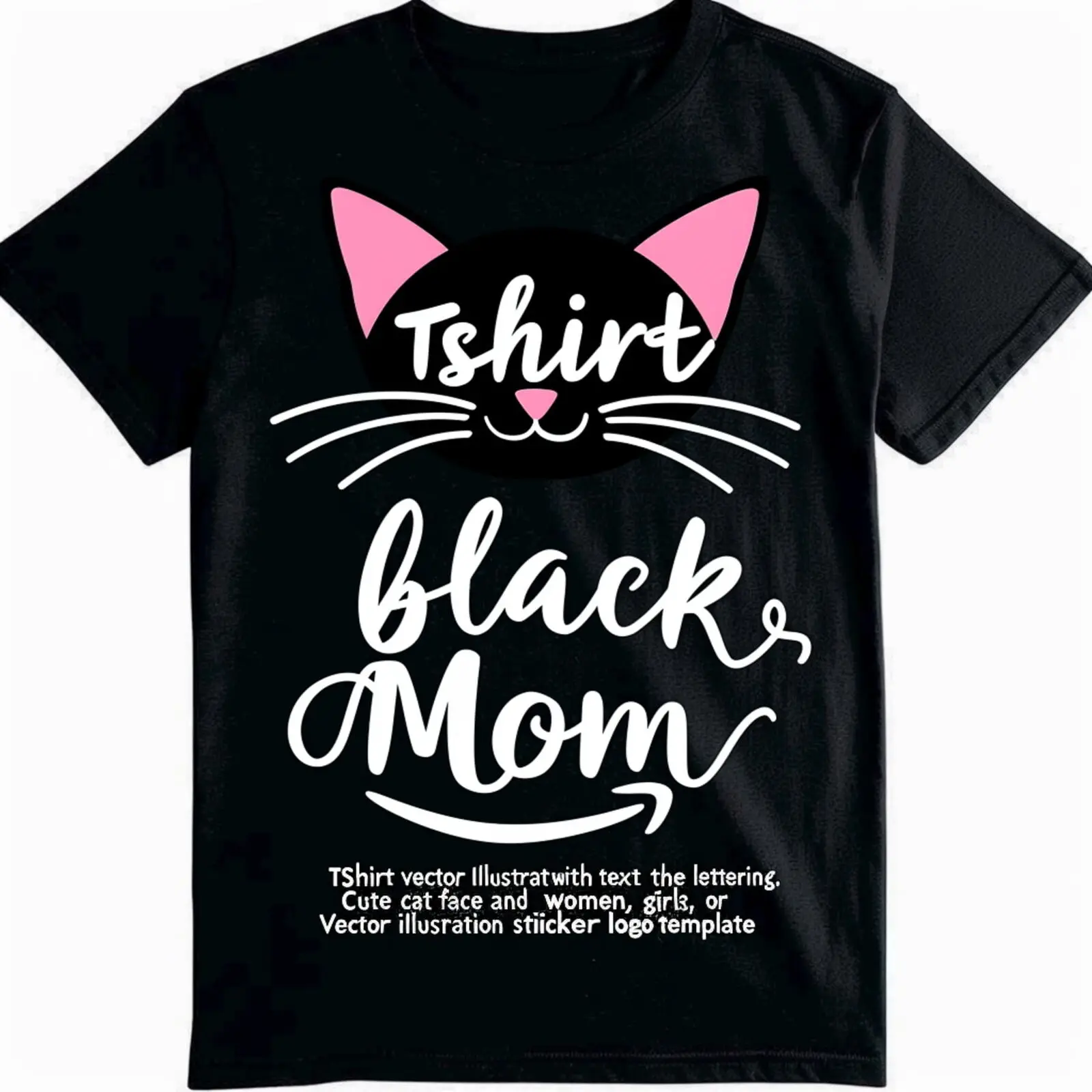 

Cat Mom T Shirt Cute Cat Face Design Mother's Day Gift Tee Black Shirt