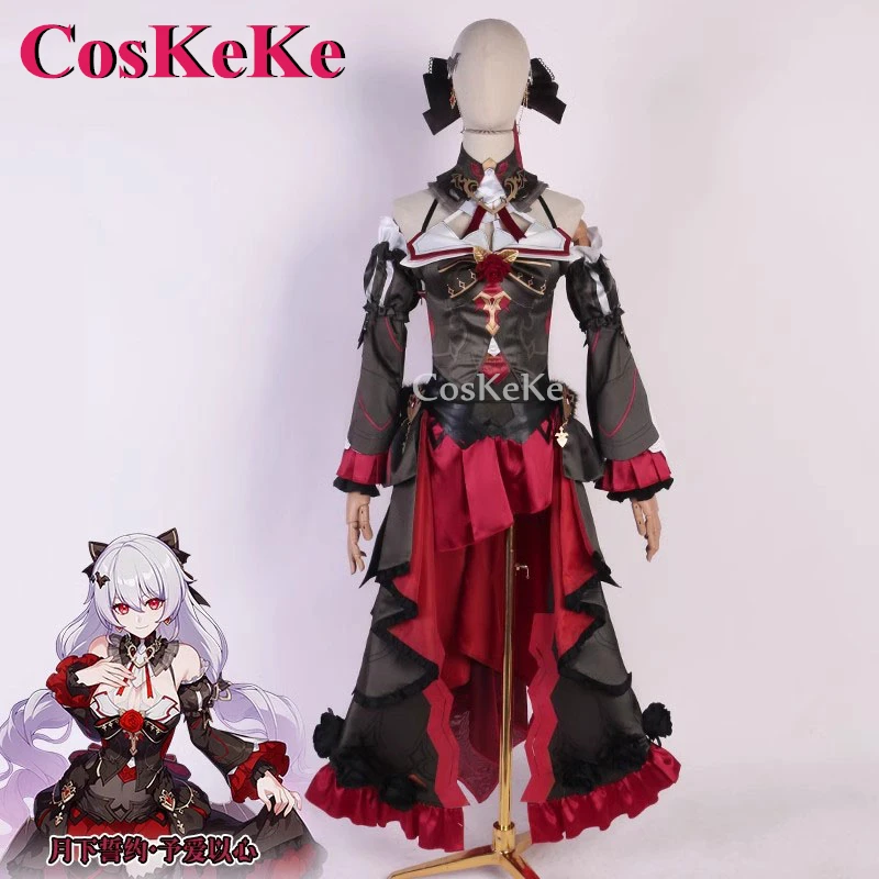 CosKeKe Theresa Apocalypse Cosplay Anime Honkai Impact 3 Costume Vow Under The Moon Give Love To Heart Dress Role Play Clothing