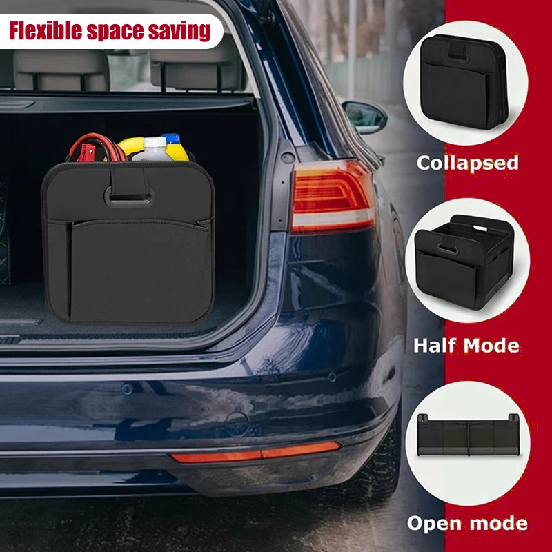 Collapsible Car Trunk Storage Organizer Foldable Waterproof Multi Compartment Car Organizer Fits For All Cars, SUVs, Vans