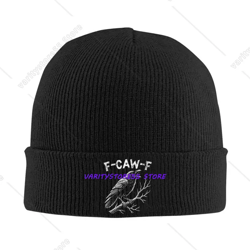 Black Crow  Funny Black Bird Cuff Beanie for Unisex Winter Knitted Skull Cap
