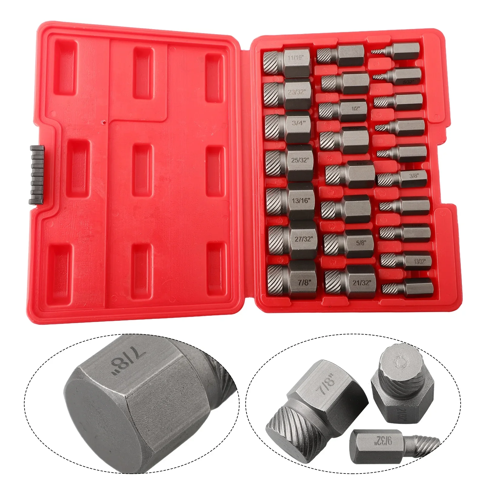 25Pcs Hex Screw Extractor Set/kit Multi Teeth High Carbon Steel Rounded Bolt Remover For Screw With Broken Head Tool Parts