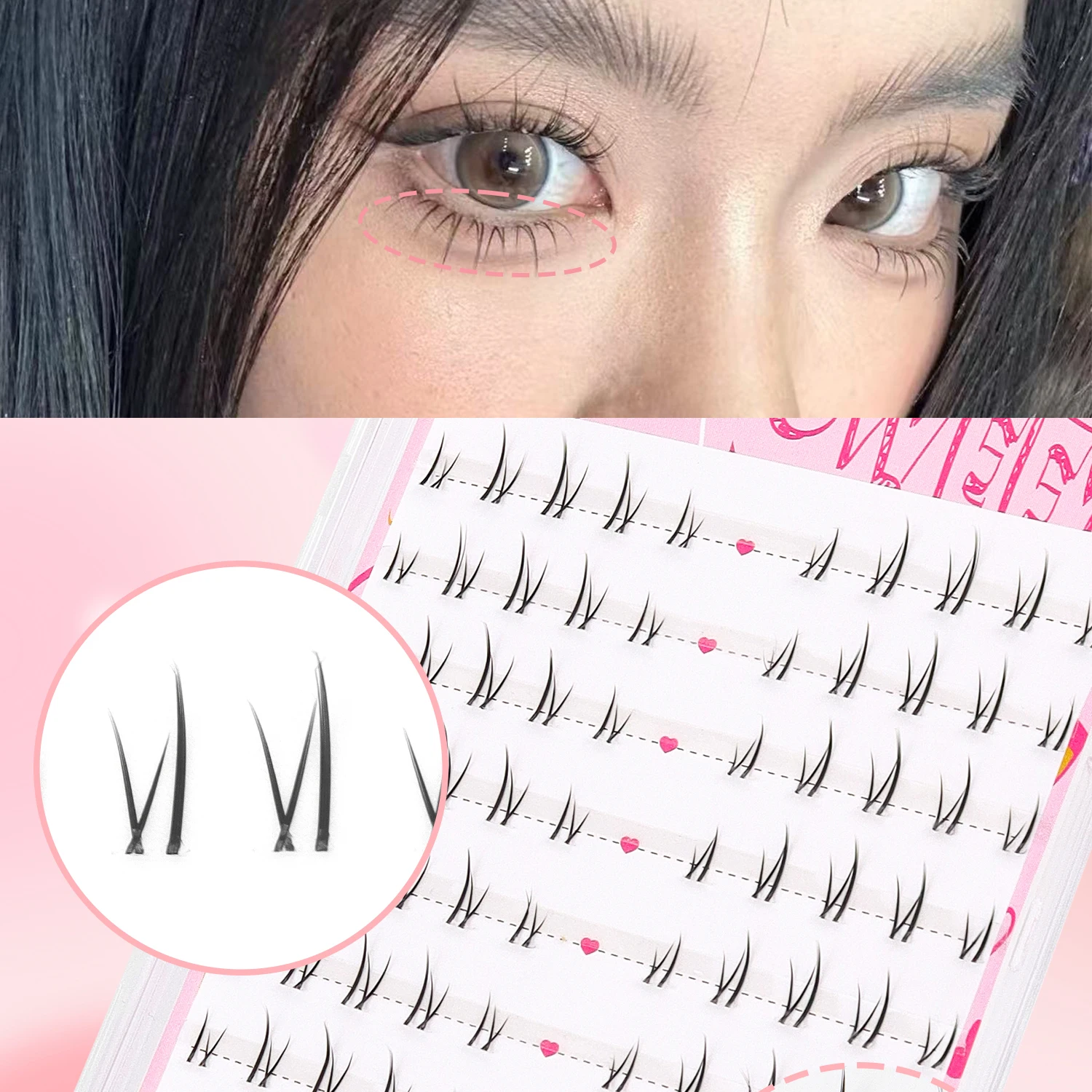 100 قطعة مجموعات الرموش الطبيعية مع مرآة نمط الرموش السفلية للمبتدئين ودية مجزأة الرموش الصناعية #3