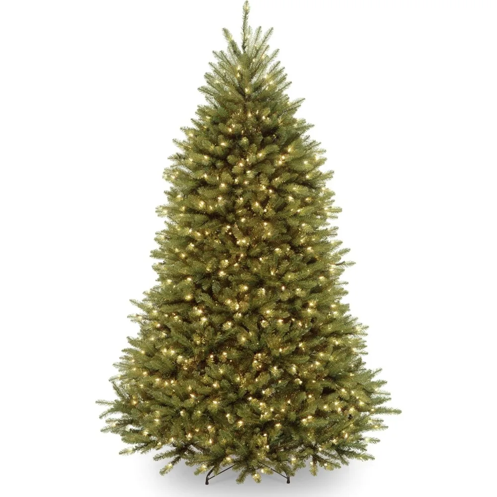 Pre-Lit Artificial Full Christmas Tree, Green, Dunhill Fir, Dual Color LED Lights, Includes and Stand, 7 Feet