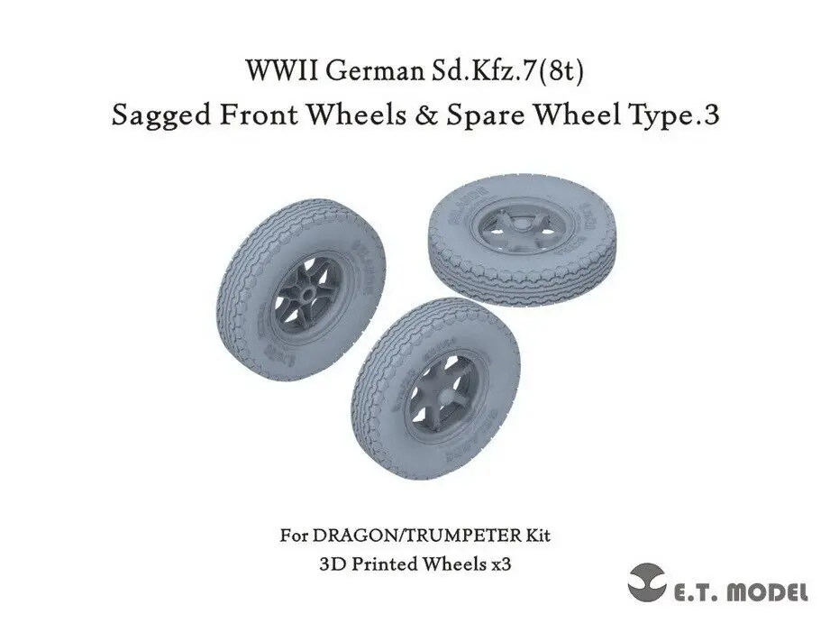 

ET MODEL P35-134 1/35 Sd.Kfz.7 (8t) Sagged Front & Spare Wheel Type.3 for Dragon/Trumpeter Kit