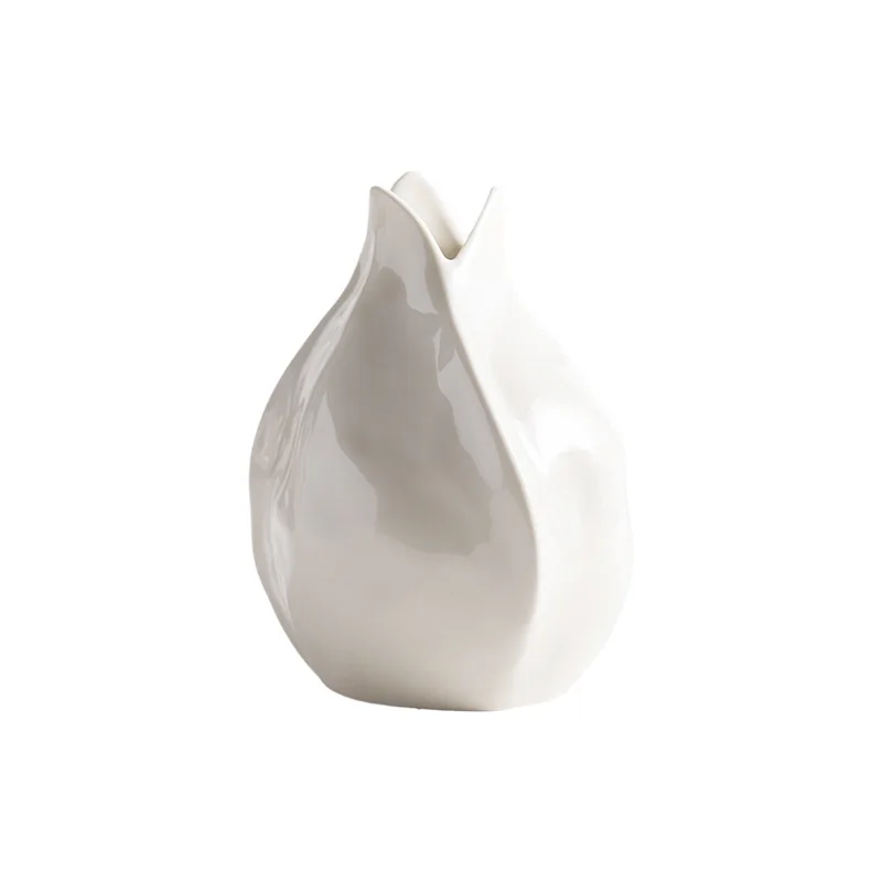 

Nordic simple ins style white three-piece ceramic small vase flower insert high-end simulation flower living room bedroom