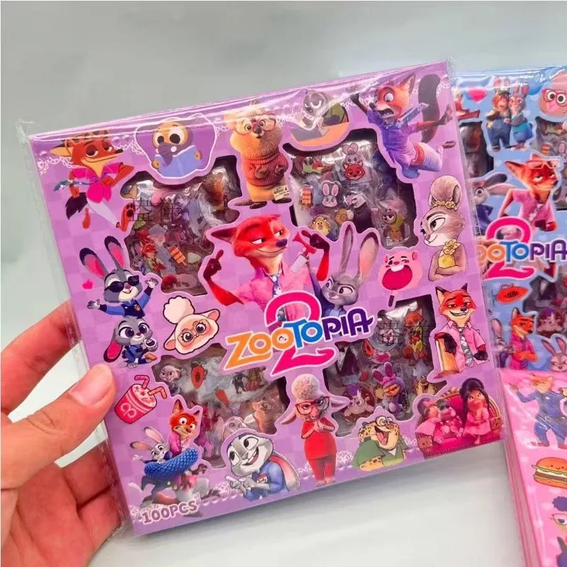 Disney Zootopia Kawaii Cartoon 100 Stück Aufkleber Geschenkbox Keine Duplikate Einzigartige Designs mit Nick Judy Charaktern Weihnachtsgeschenk