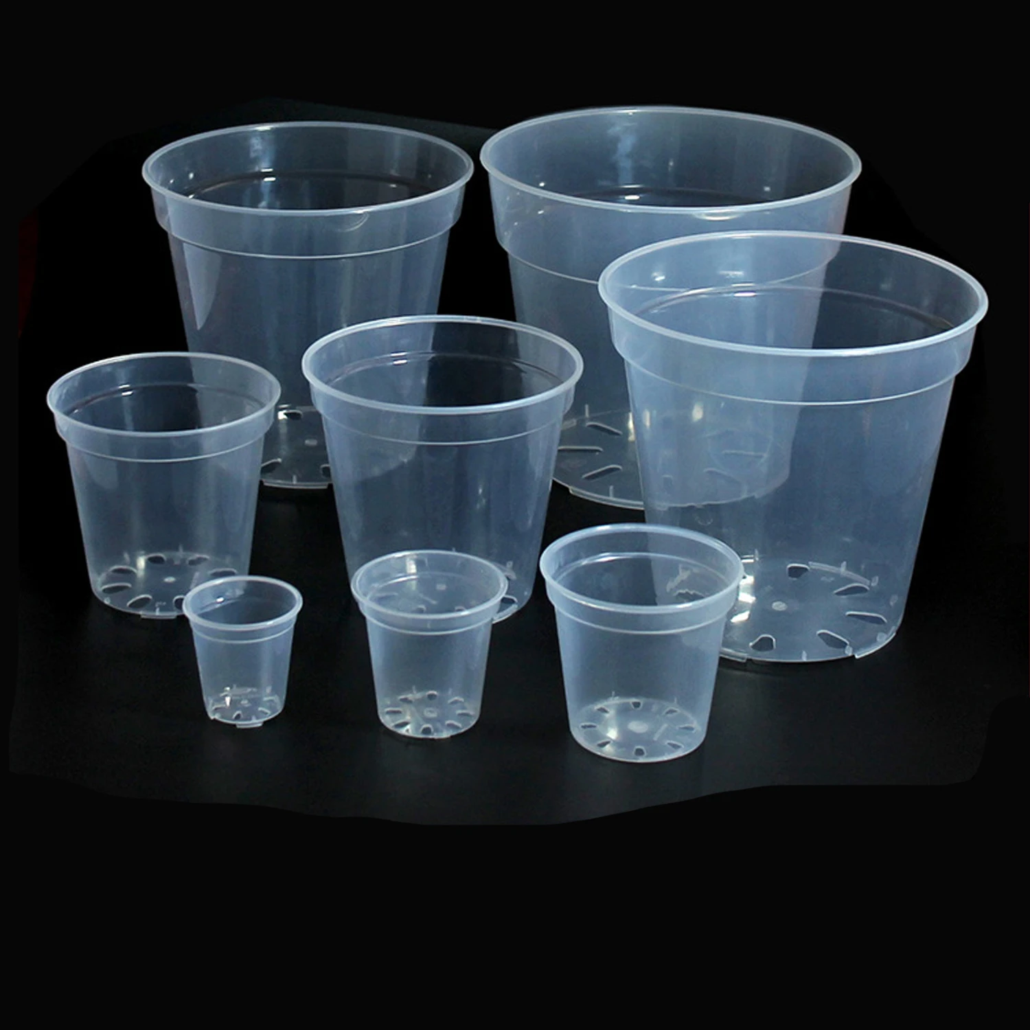 10pcs Planter Pot Garden Round Nursery Container Planter Container Transparent Orchid Container Wholesale 5 Size Flower Pot