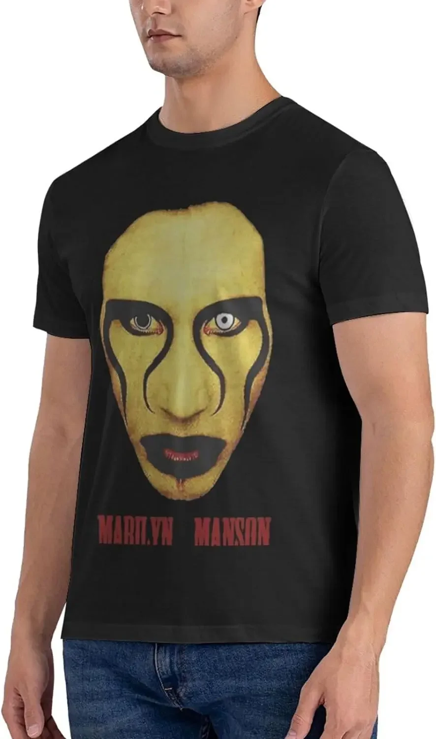 Marilyn Music Manson Shirt Men's Personalised Graphic Short Sleeve Tshirt Fashion Breathable Cotton Top Tees Black
