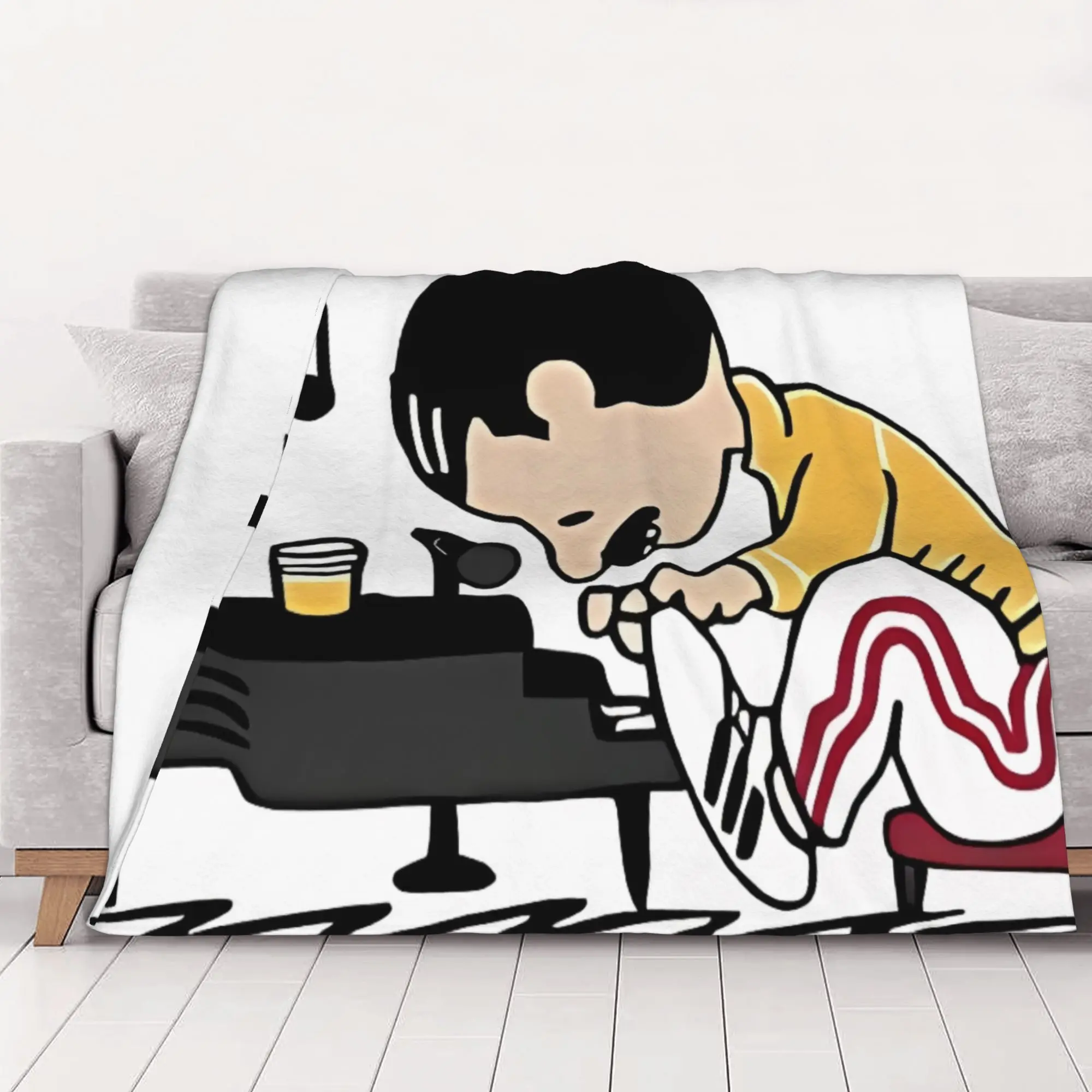1PC fFreddy Piano Mercury fFreddie Mercury home room decorations Winter Blankets for Adults Bedding Home Interior Sofa Knee